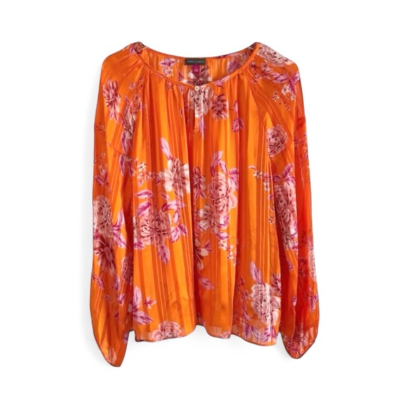 VINCE CAMUTO LONG SLEEVED SUNSET HEAT ORANGE TOP BLOUSE SZ L NWT - Picture 4 of 8
